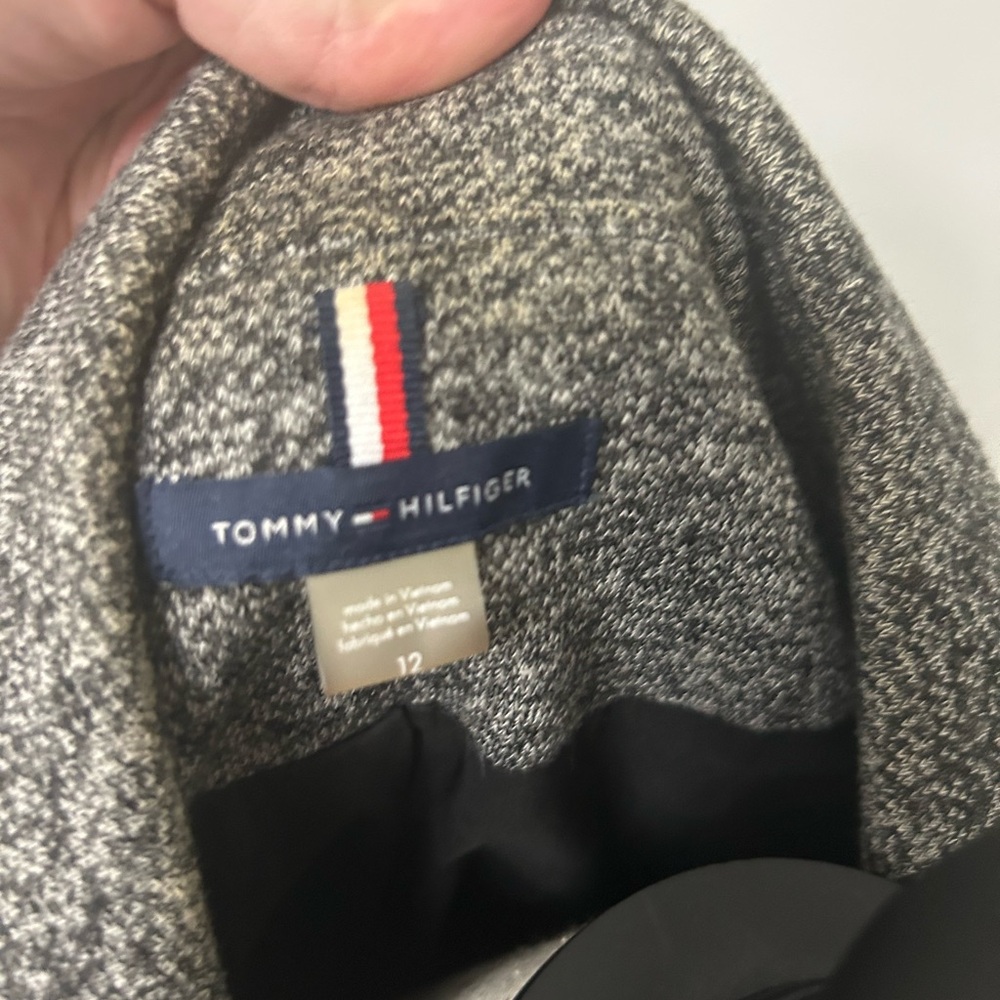 Tommy Hilfiger Charcoal Knit Blazer with Black Suede Elbow Patches. Sz 12 - Picture 4 of 4